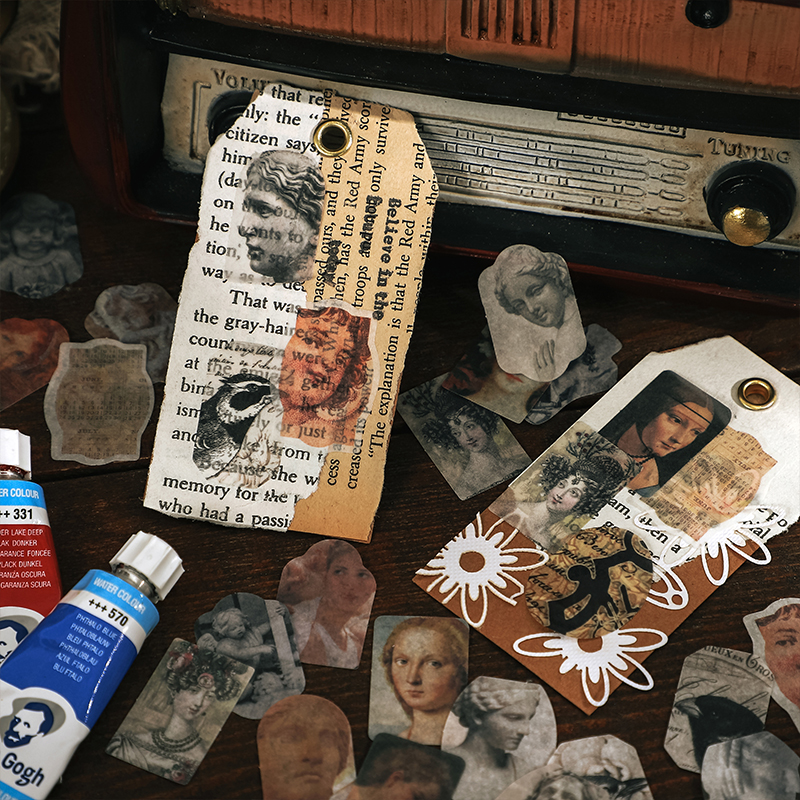Vintage Medieval Stamps Floral Letter Mini Sticker Package DIY Diary Junk Journal Decoration Label Sticker Album Scrapbooking