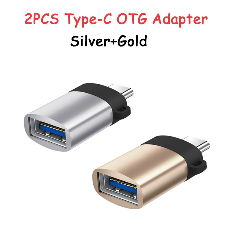 OTG Adapter Male Type-C to USB 3.0 Usb C Converter Type C Cable Adapter Tape C OTG for U Disk Mouse Keyboard Movie File Transfer: Silver Gold 2PCS