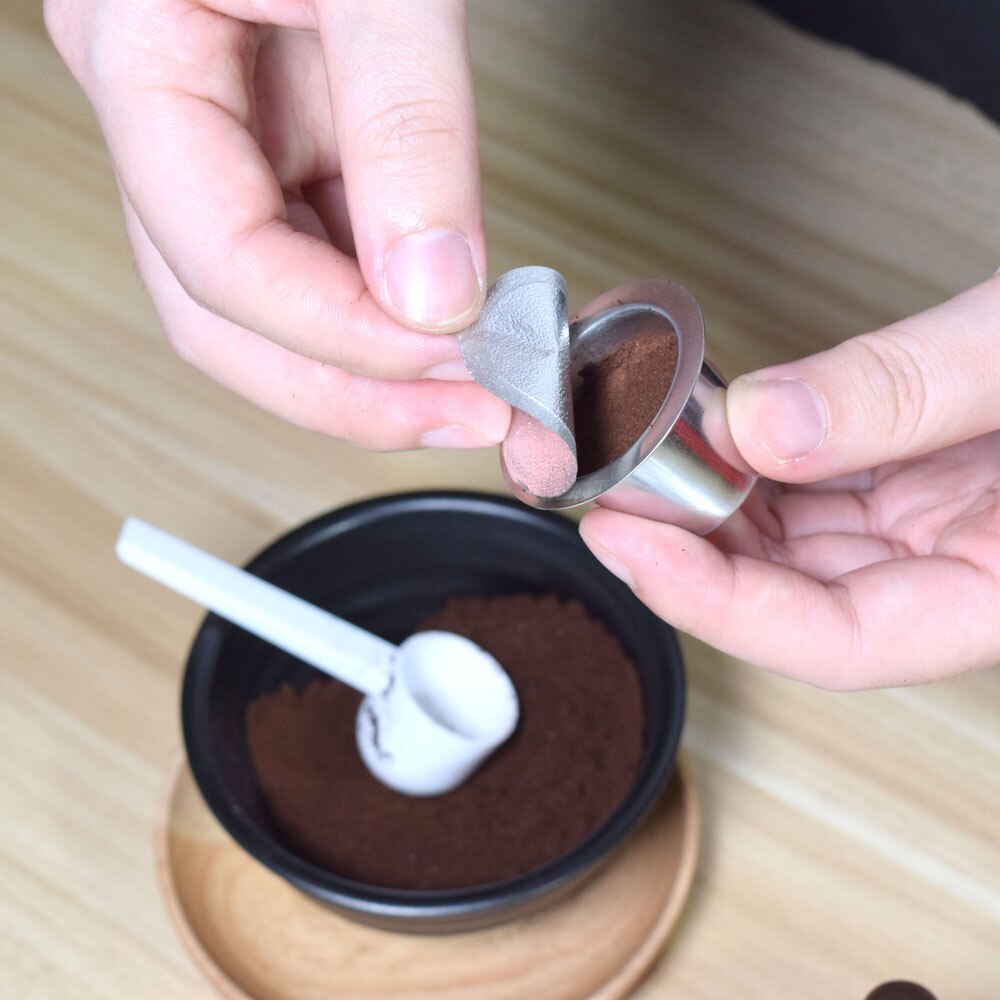 2000PC Nachfüllbar Nespresso Kaffee Kapsel Flim Aufkleber Nachfüllen Edelstahl Kapsel Selbst Klebstoff Aluminium Folie Brauer Deckel