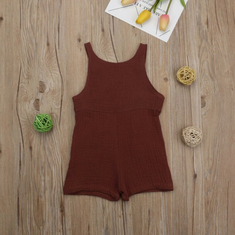 0-3T Baby Peuter Baby Boy Meisje Kleding Katoen Linnen Romper Jumpsuit Zomer Mouwloze Overalls Playsuit Ouftit