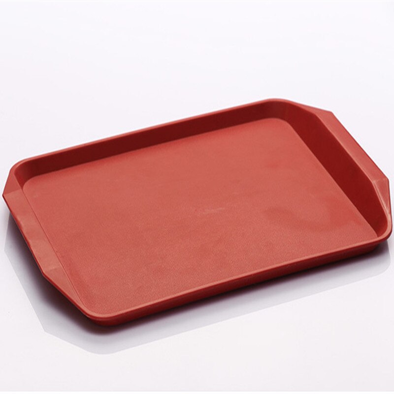 Colorful Plate Fast Food Tray Plastic Rectangle Plate Lunch Tray Restaurant Cafe Coffee Non-toxic Commercial Product Tray 1pcs: red