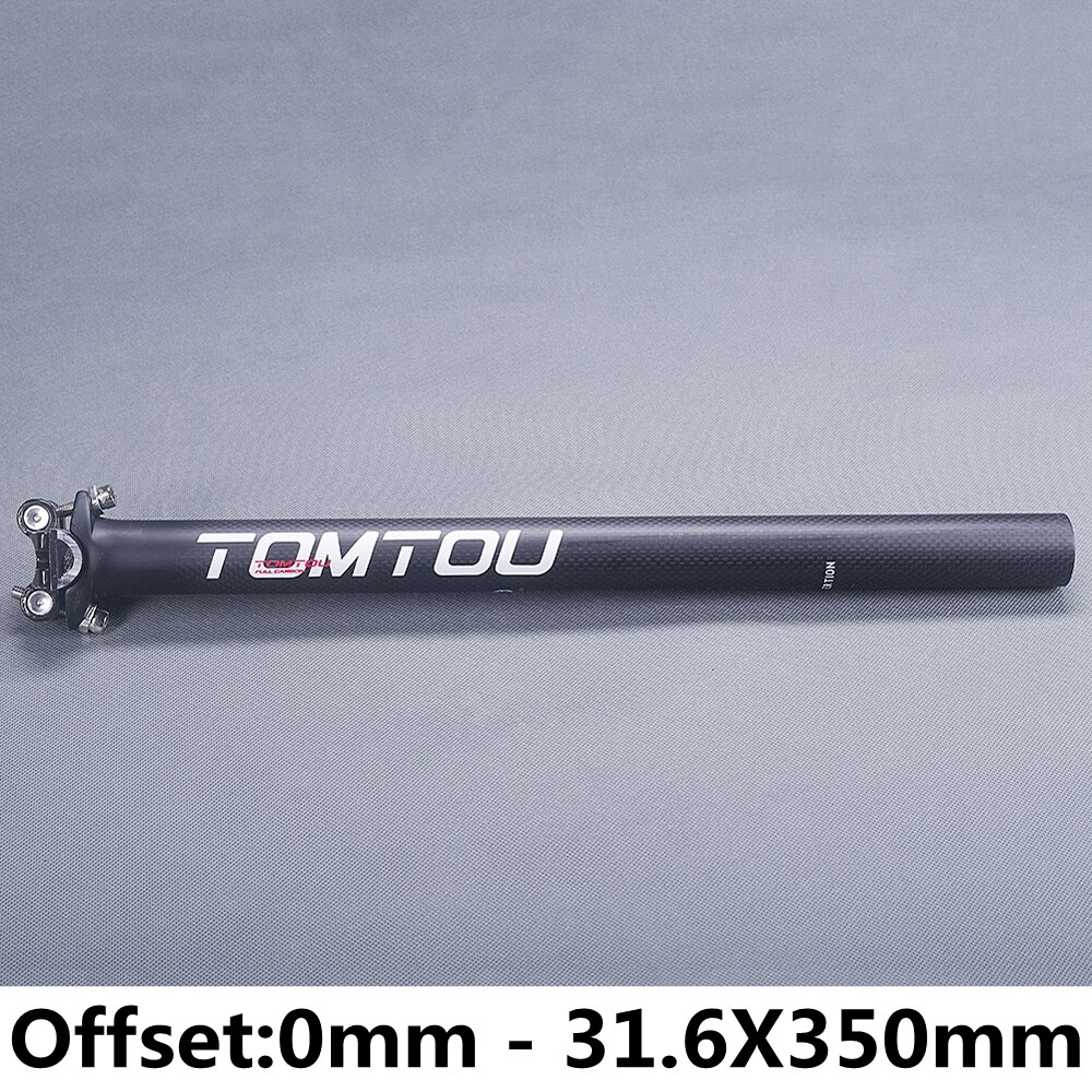 Tomtou carbonvezel fietszadelpen fietsonderdelen 3k mat wit offset 0mm 5mm 20mm diameter 27.2mm 30.8mm 31.6mm: 0mm 31.6 x 350mm