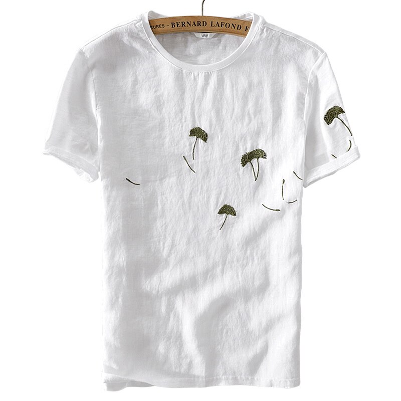 summer men&#39;s linen t-shirt casual round neck white t shirt men breathable stitching short sleeve tshirt mens camiseta 3XL