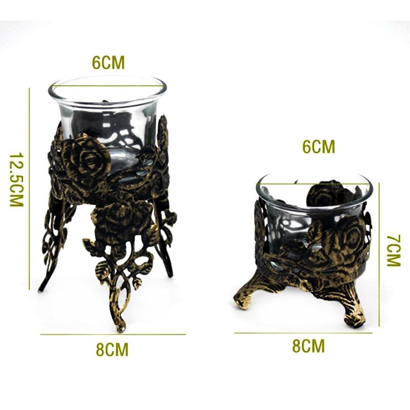 Portavelas con forma de taza, soporte de candelabro Vintage hueco para decoración del hogar, boda, adorno de mesa, Candelabros