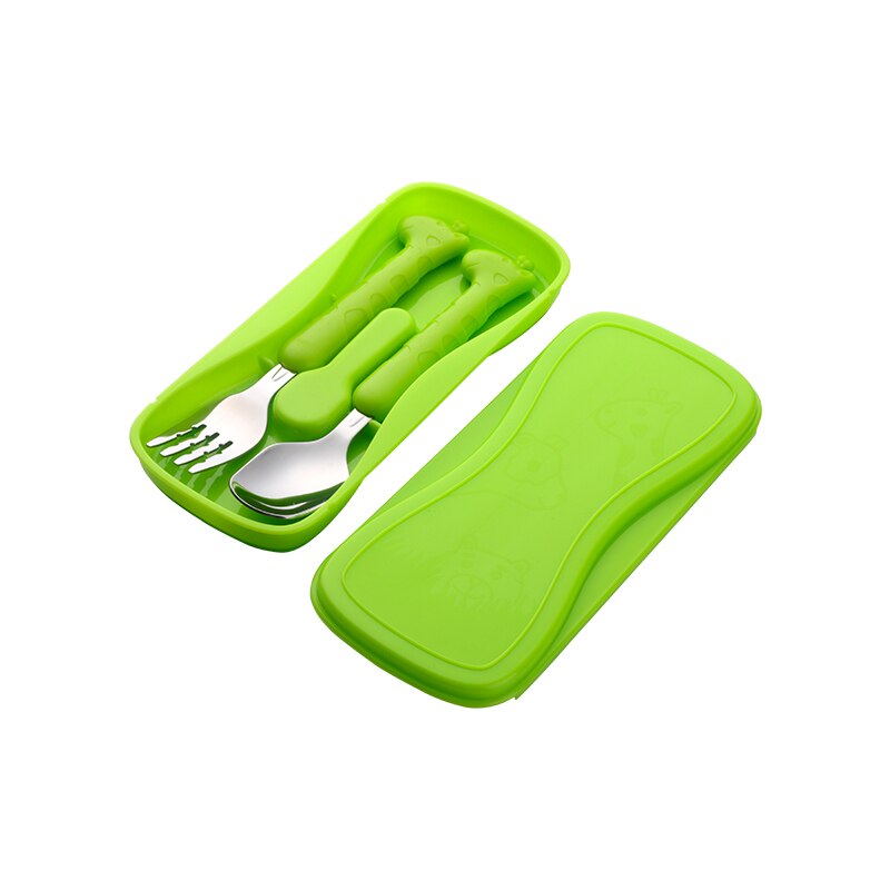 Køber stjerne baby service bærbare skeer børn suppe gaffel sæt cochleare sød service fodring spædbørn redskaber børnehave: Grøn giraf