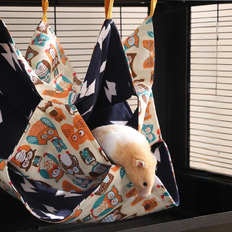 Drie Gelaagde Hamster Kooi Slapen Hangmat Print Cavia Kleding Bed Knaagdier Hangmat Chinchilla Kooi Kleine Huis