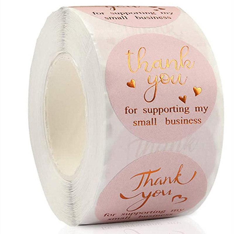 38mm Pink Bronzing Thank You for Purchasing A Card for Commercial Use Wedding Party Decor Sticker Invitation Envelope Label Card: B 38MM 100PCS