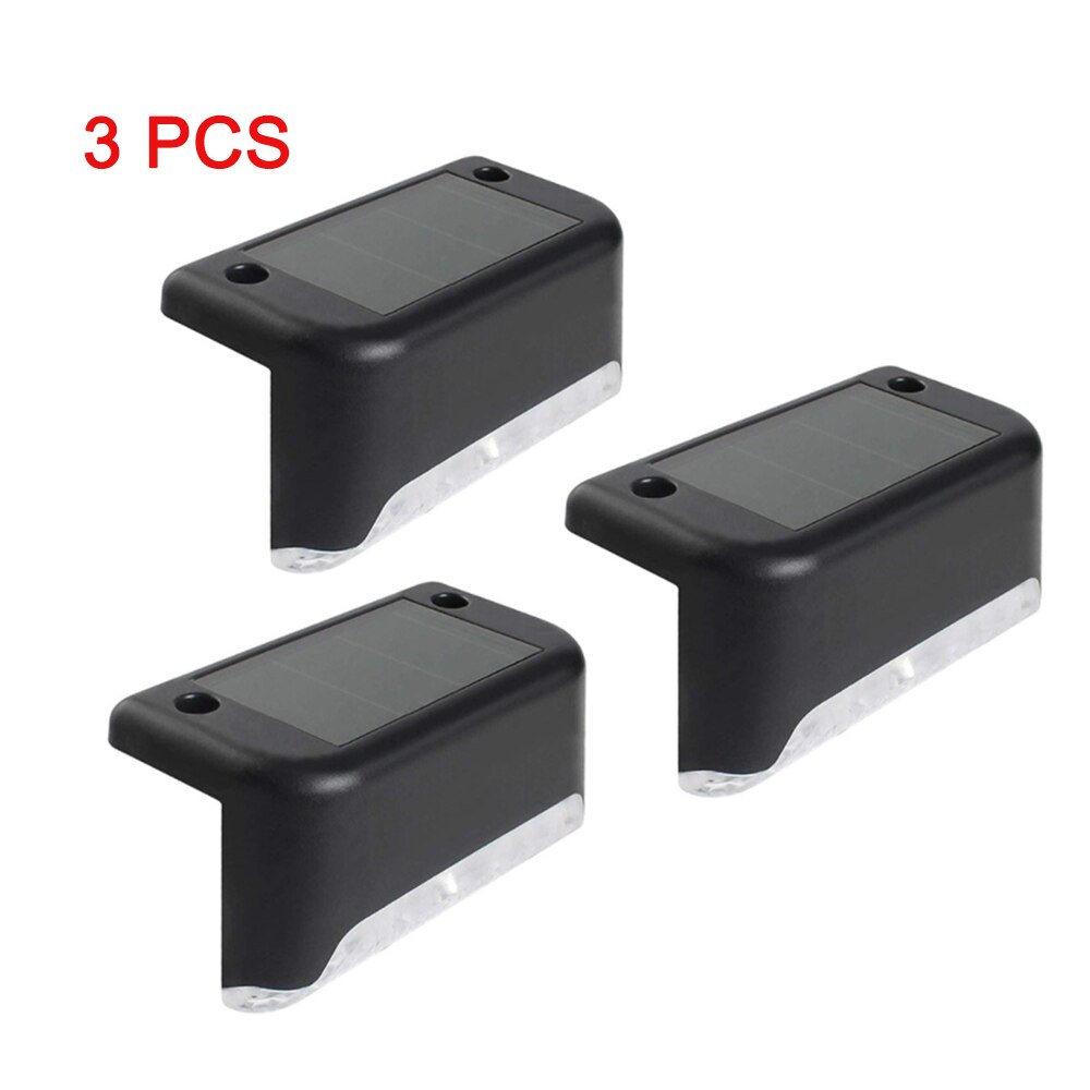 Solar Verlichting Solar Stap Lichten Buiten Waterdichte Led Zonne-energie Tuin Licht Lamp Decoratie Voor Patio Stair Tuin Yard Fence: 3pcs Black
