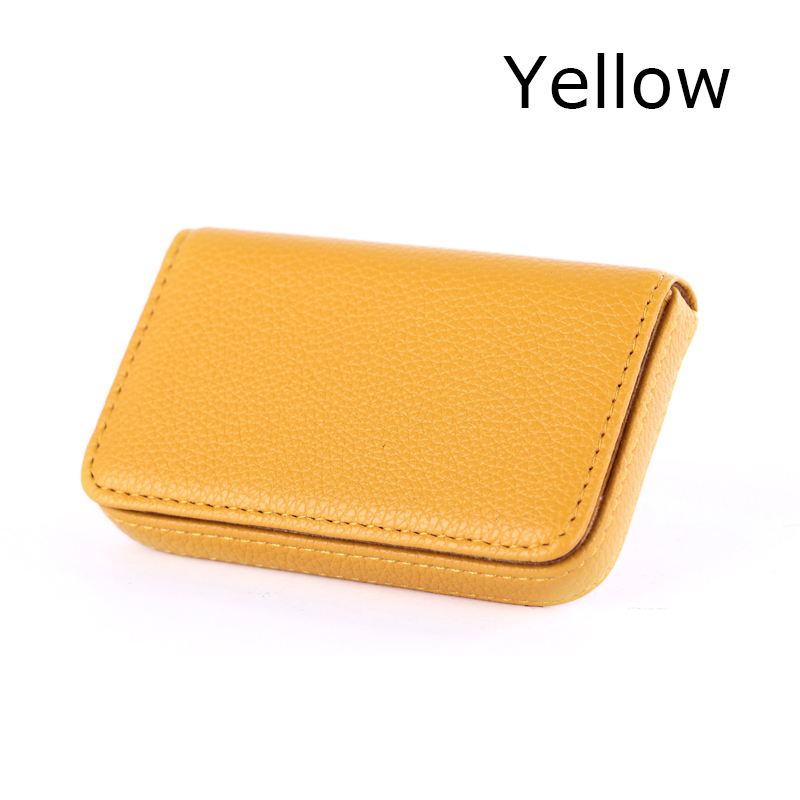 BONAMIE Large Capacity Unisex Business Card Case ID Pouch Women Pu Leather Card Box Man Credit Card Holder Black Brown: Yellow