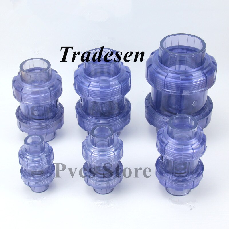 1pc 20~63mm Hi Transparent UPVC Flap Check Valve Aquarium Tank PVC Union Joint Industrial Water Pipe Non-Return Valve