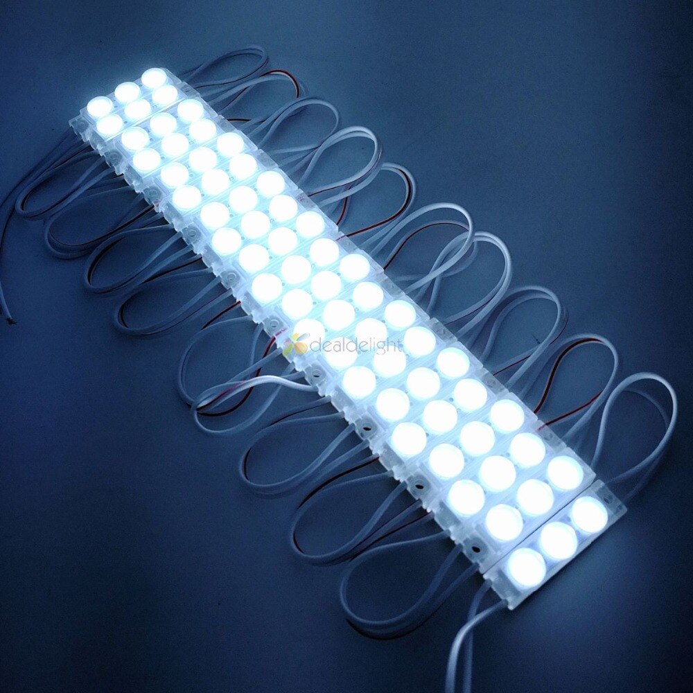 100pcs 2835 SMD 3 LED Mini Module 40*10MM IP68 Waterproof Injection Lens For LED Sign Advertising Backlight DC12V Super Bright