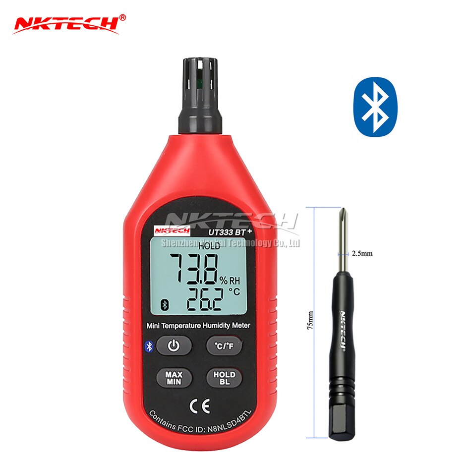 NKTECH UT333BT + Bluetooth Mini LCD Numérique Air Température Hygromètre Thermomètre Hygromètre Jauge Testeur UT333 Mise À Niveau: UT333BT PLUS