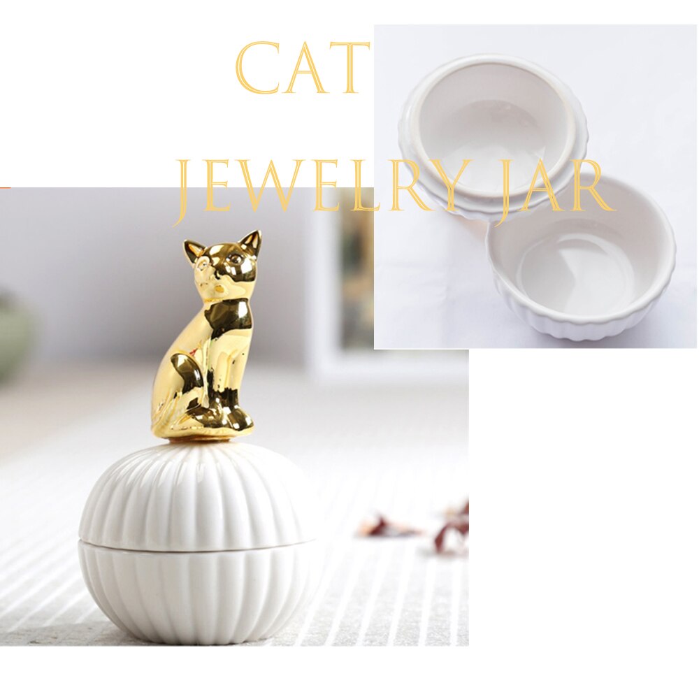 Porte-bijoux en or 3d chat ours | En porcelaine, porte-bijoux, bague, bijoux en céramique, plateau de décoration pour la maison, bol pot pour la naissance du mariage de noël