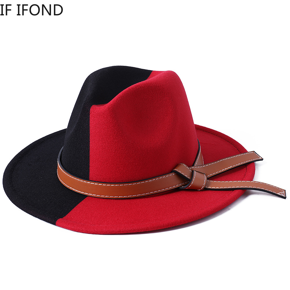 Fedora Hats For Women Patchwork Panama Dress Formal Wedding Women Hats Felted Jazz Hats Sombreros De Mujer