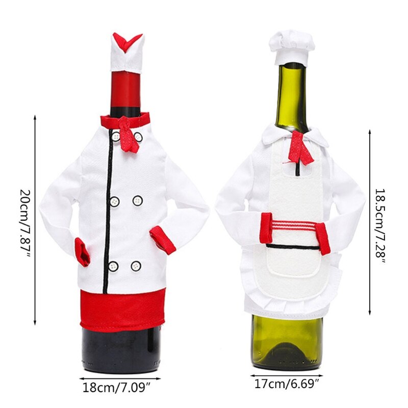 Housse pour bouteille de vin de noël créative, sac décoratif pour Mini chapeau de Chef drôle, pochette pour bouteille de Champagne, de fête