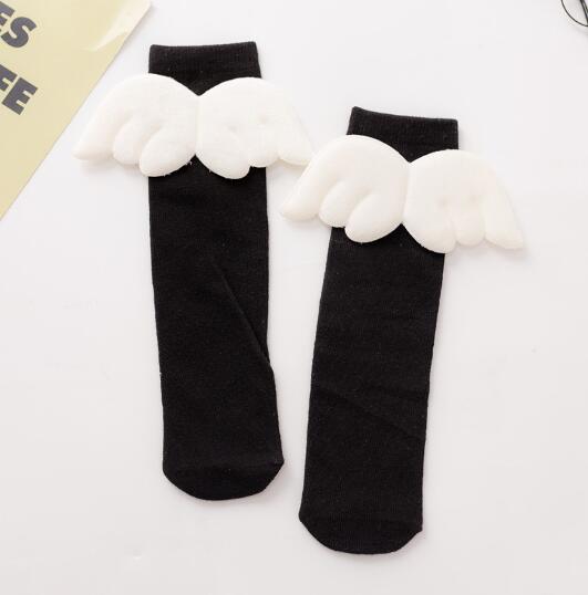 2020new pile of socks wings spring and autumn baby socks children in the tube warm wings antler socks: black wing