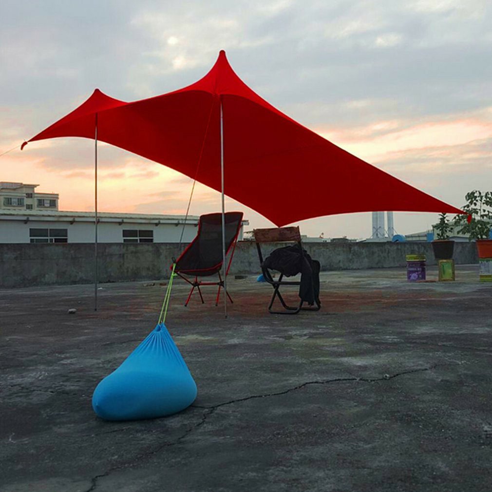 Tragbares sonnenschutzzelt mit sandsack, uv-beständigem lycra, großem familien-sonnensegel für outdoor-aktivitäten wie angeln, camping und strand – sonnenschutz-set
