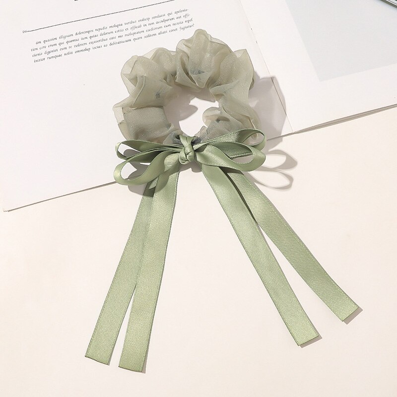 Large Ribbon Bowknot Hair Scruchies Girls Streamer Ponytail Holder Kids Flower Elastic Hair Bands Hair Ring Sweet Accessories