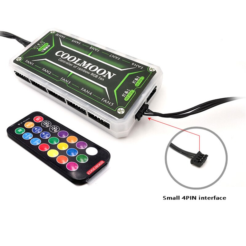 COOLMOON Remote RGB Lighting Music Controller Chassis Fan Desktop Computer Chassis Fan Controller RF Remote Control