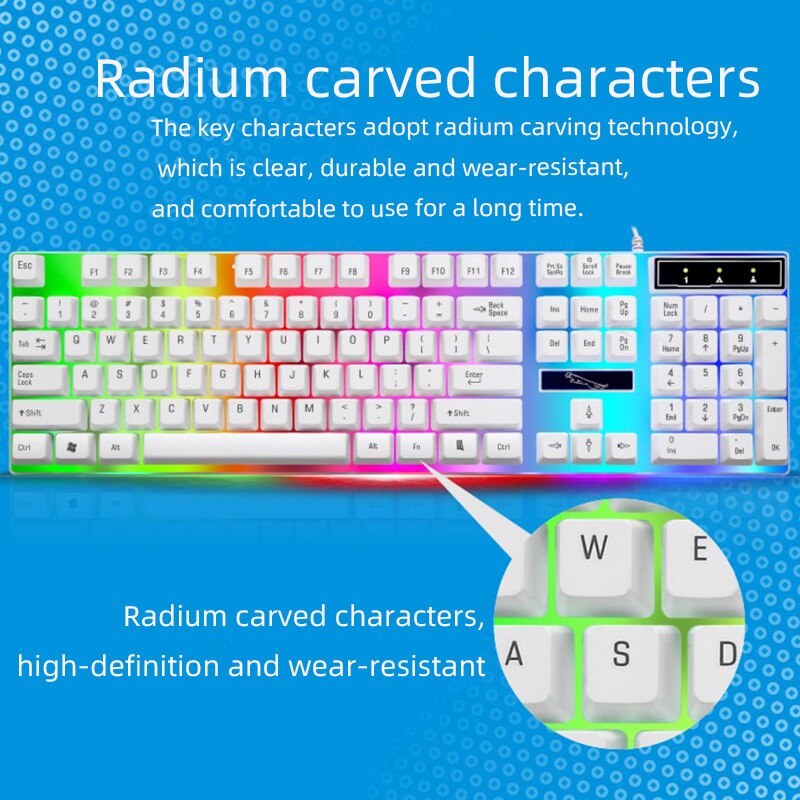 G21 wired mechanical suspension keyboard set led color backlit gaming keyboard and mouse set wired keyboard wired mouse