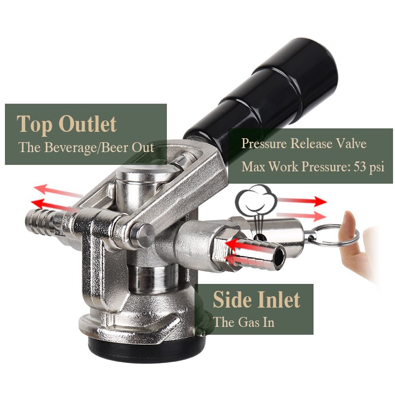 Stainless Steel Low Profile Beer Keg Coupler D System Coupler With Pressure Relief Valve Space Saving Keg Dispenser Tap HomeBrew