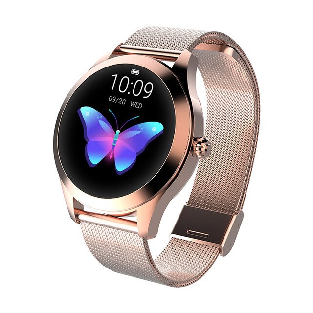 Frauen Smart Uhr Sport Schrittzähler Wasserdicht Modische dame stil Herz Rate Monitor Fitness damen smartwatch für Android IOS: gold metal