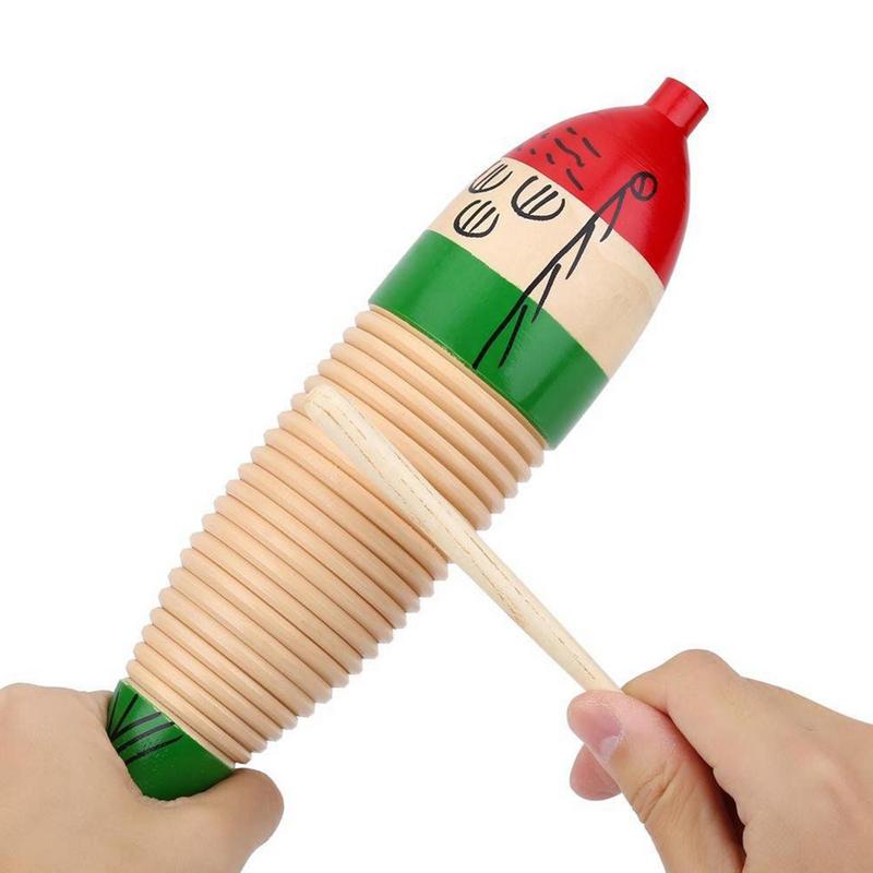 Instrumento de percusión de Guiro de madera, Juguete musical de mano con raspador, forma de pez