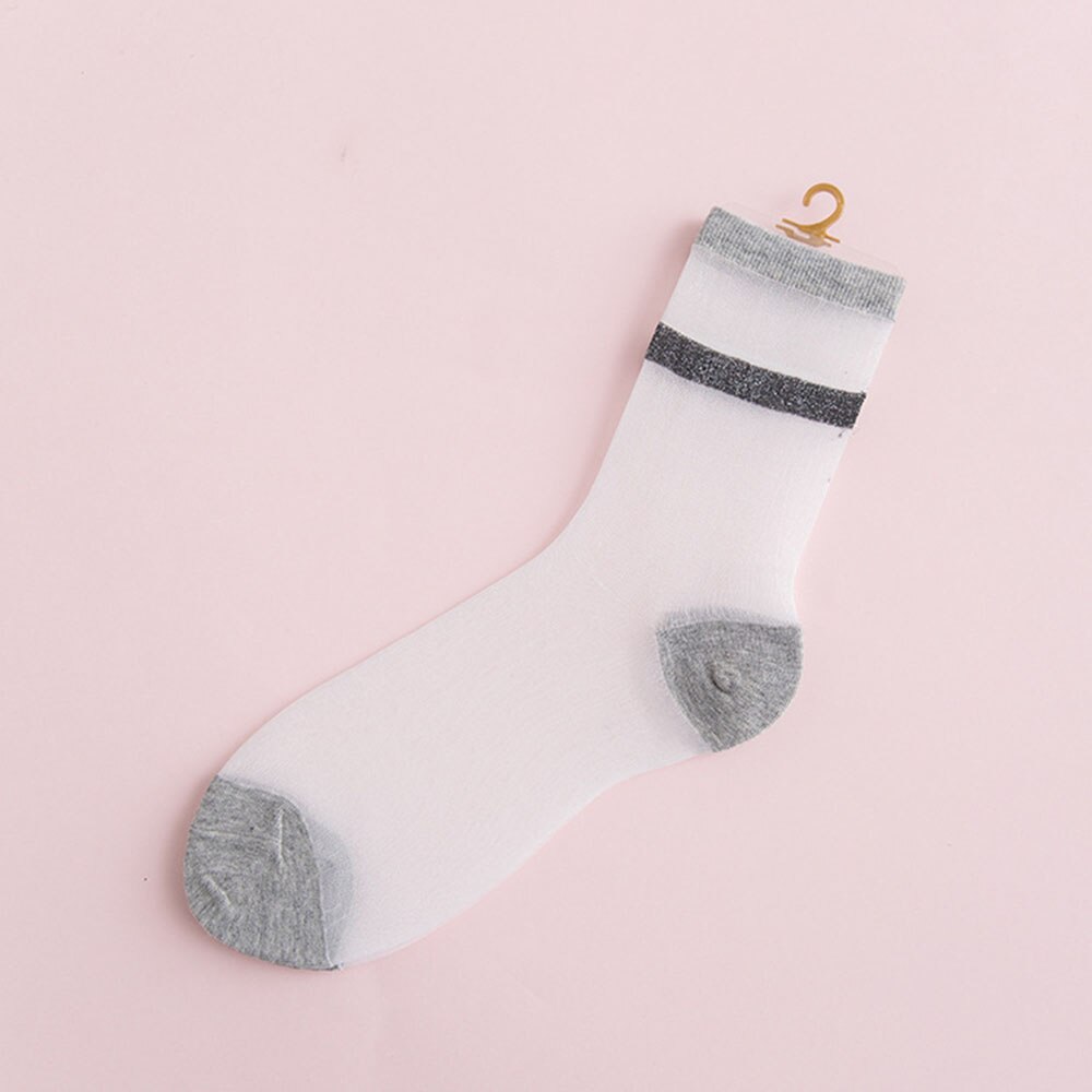 1Pair Women Girls Femal Spring Summer Sock Glass Gold Transparent Socks Comfortable And Sock Low Value