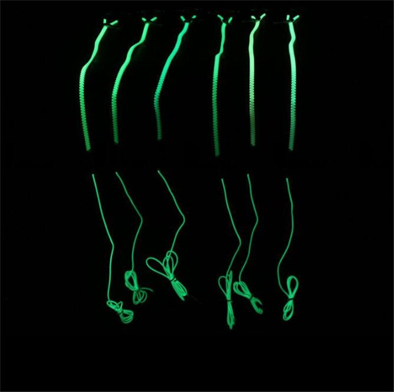 Glow-in-the-dark hoofdtelefoon met lichtgevende metalen rits, oordopjes met lichtgevende draad, hoofdtelefoon met glow-in-the-dark-functie voor iphone, xiaomi en samsung.