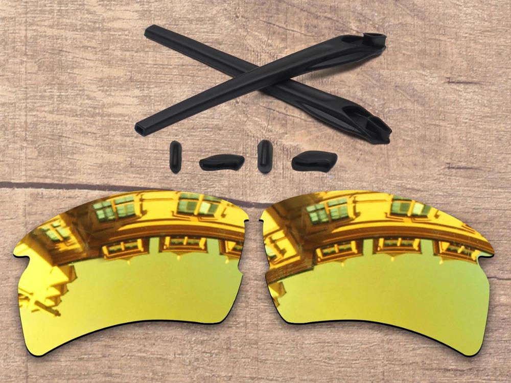Vonxyz 20 + opções de cores polarizadas lentes de substituição & nariz almofadas orelha meias de borracha kit para-oakley flak 2.0 xl oo9188 quadro: 24K Mirror