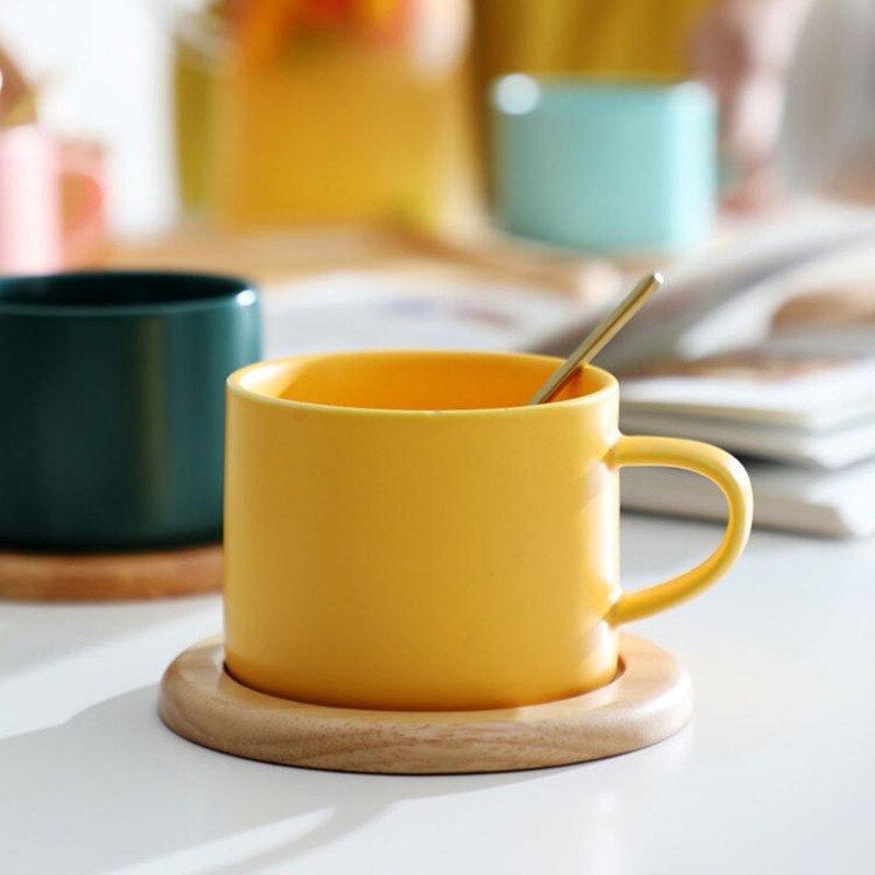 Taza para café con leche de Color sólido Simple, taza para leche con leche, vaso para beber, Simple, Taza de cerámica, 220ml