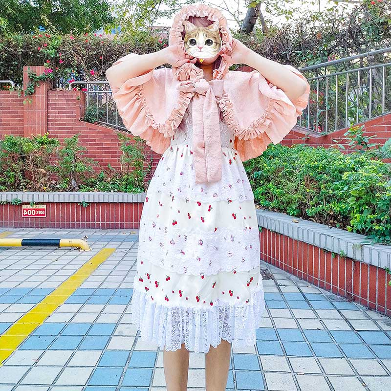 Lolita retro palace lace cape lolita hooded outer shawl jacket female victorian shirt loose gothic lolita top loli cos lolita