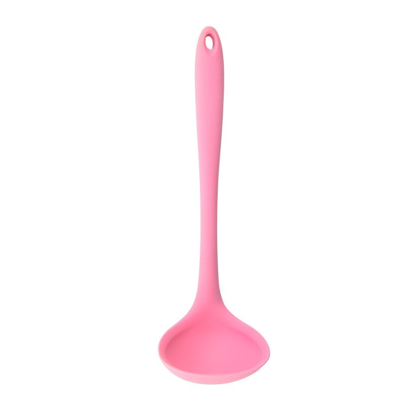 1 Piece Thickened Silicone Soup Spoon Cooking Spoon Porridge Spoon Kitchen Utensils 20.5x6.5cm: pink