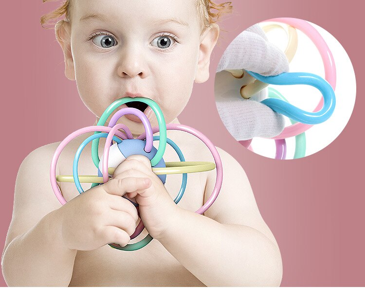 15cm Manhattan Ball Infant Toddler Soft Teether Rattle Hand Bell Education Toys for Child 0-12 Months Newborn Baby Development