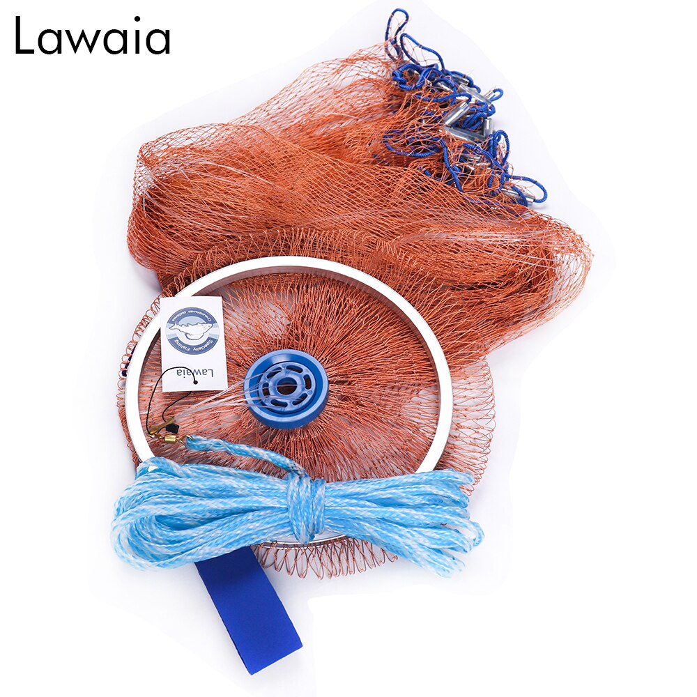 Lawaia Multifilament Throwing Fishing Net Braided Wire Aluminum Ring Fishing Tackle for Shallow Water Network Height 4ft/6ft/9ft