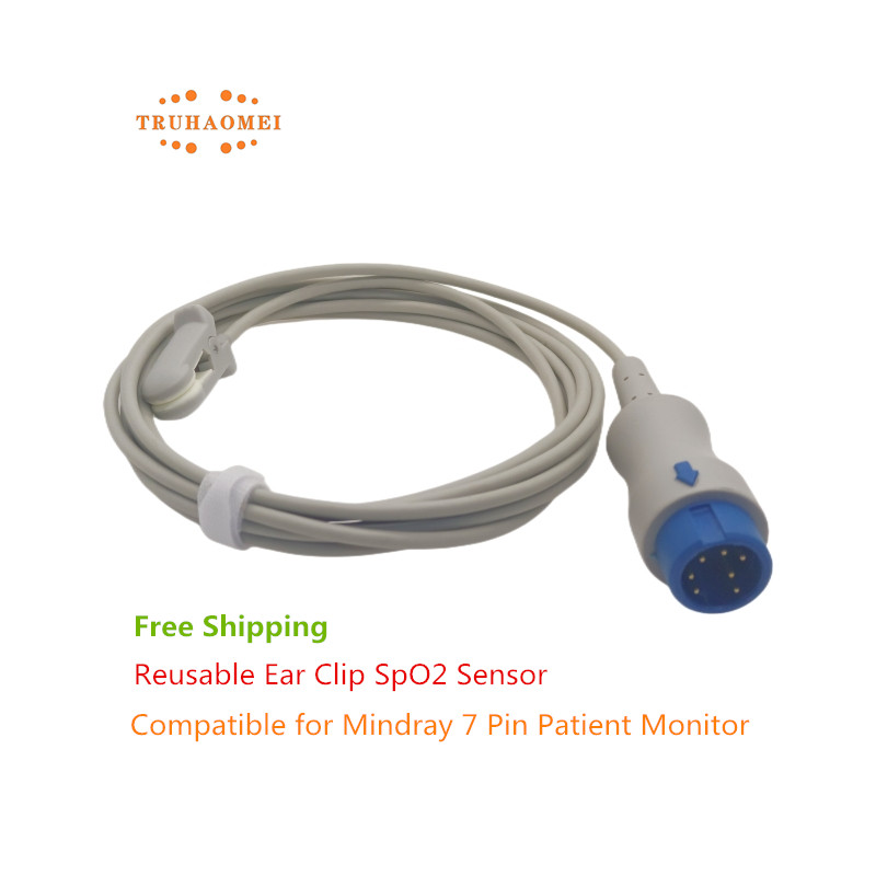 Compatible for Mindray 7 Pin Beneview T5 T8 iPM Reusable SPO2 Sensor Pulse Mindray Tech Oximeter Heart Rate Probe Neonates Adult: PURPLE