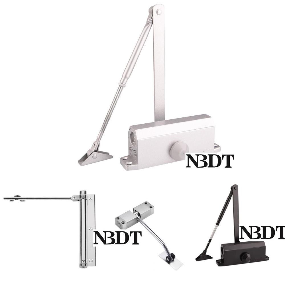 Commercial Door Closer Adjustable Spring Hydraulic Automatical Closing 90 Degrees Open Hold Face-mounted Siver Matte Black