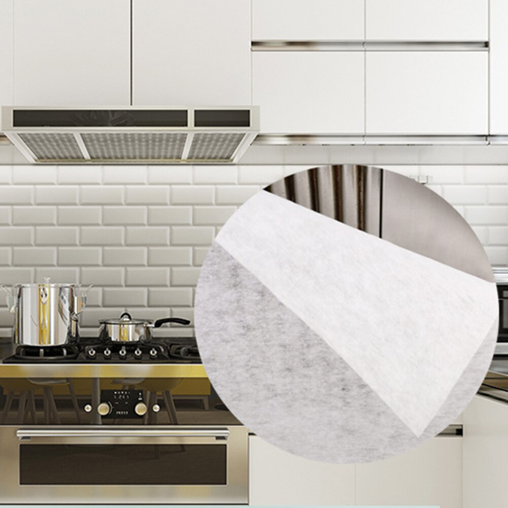 Papier absorbant l'huile, 2 pièces, autocollant anti-fumée, outil de nettoyage, filtre de hotte de cuisinière, installation facile, tissus Non tissés ignifuges