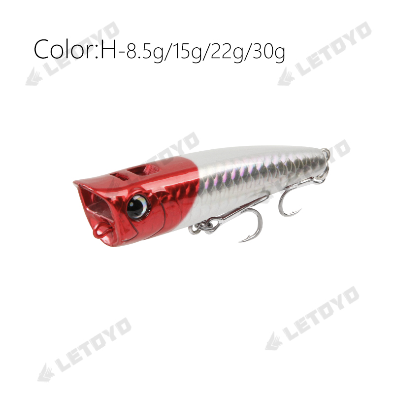 LETOYO Topwater popper 8.5-30g galleggiante musica rock pop Esche dure artificiali per esca da pesca al luccio persico spigola: 55 mm / Di Colore Giallo chiaro