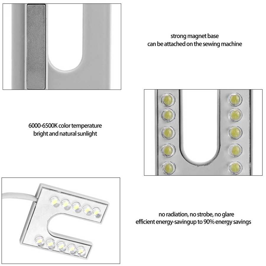 Led Licht Flexibele Zwanenhals Lamp Met Magnetische Voet Voor Naaimachine 110-265V Eu Plug Lamp Naaimachine