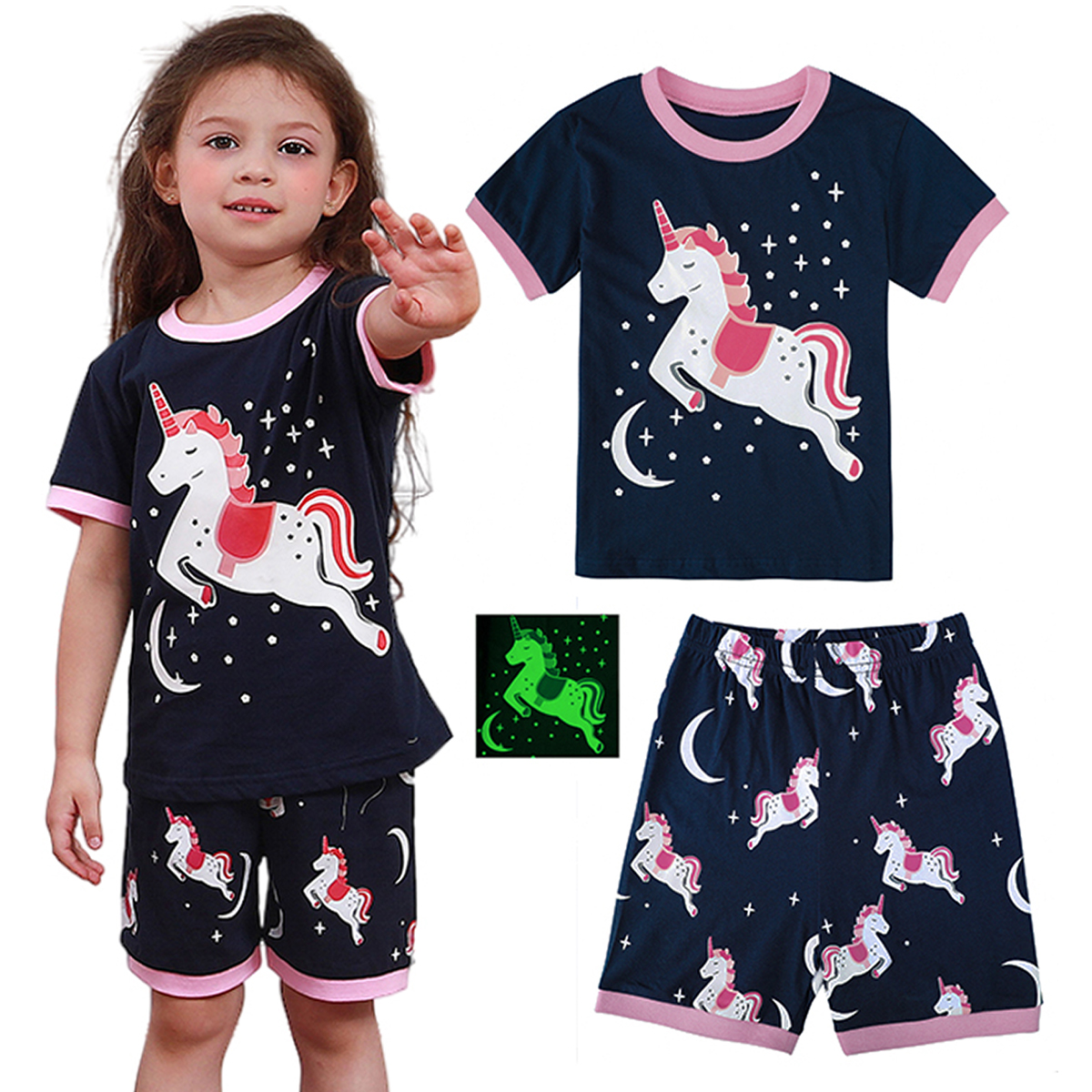 Meisjes pyjama sets kinderen eenhoorn pyjama peuter zomer nachtkleding cartoon nachtkleding kleding 2-10 jaar