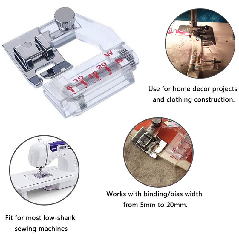 1 Pcs Verstelbare Bias Tape Binding Voet Snap On Naaivoet Voor Brother Naaimachine Accessoires
