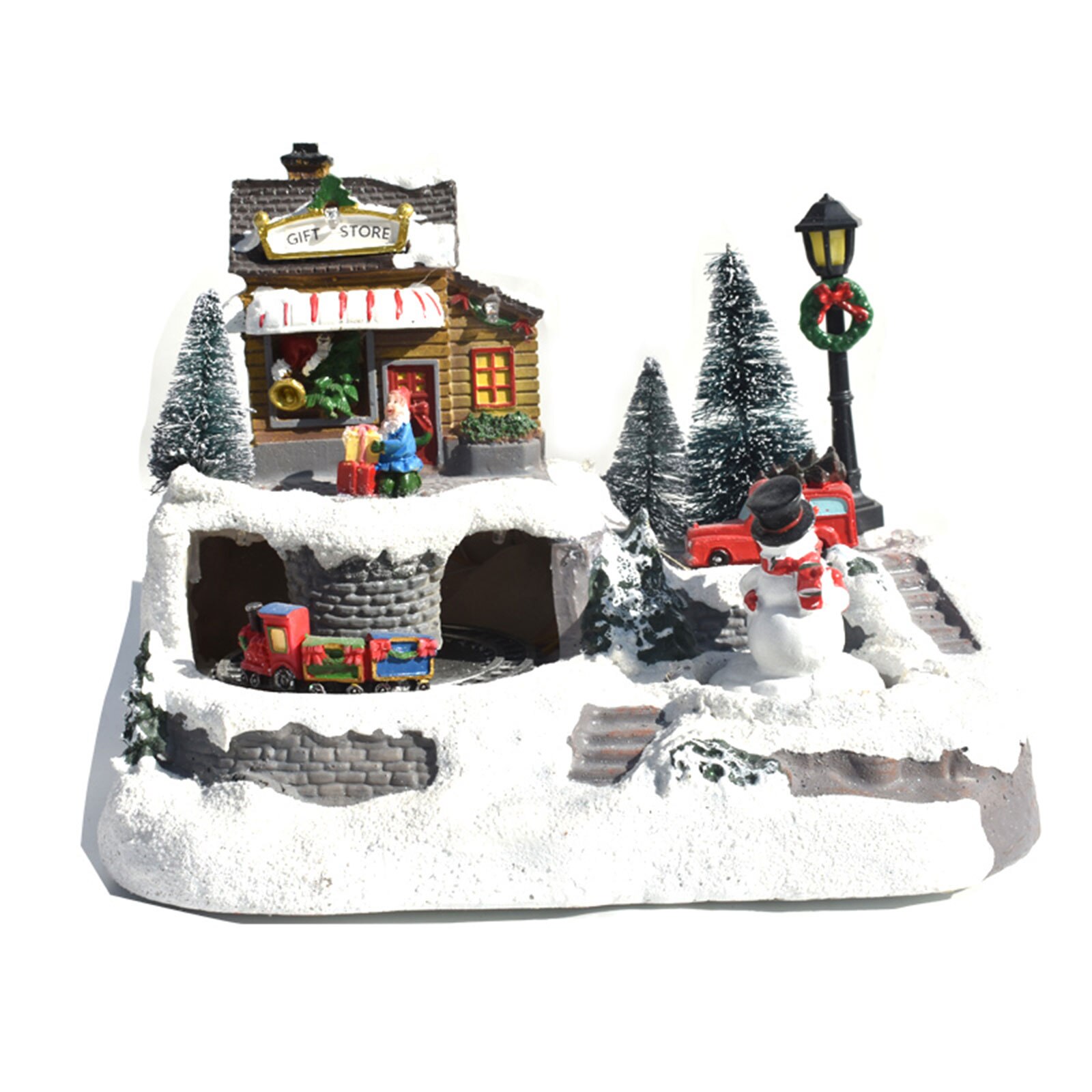 Faroot Christmas House Decorations Luminous LED Light Small Ornament Spinning Train Santa Music Box: F