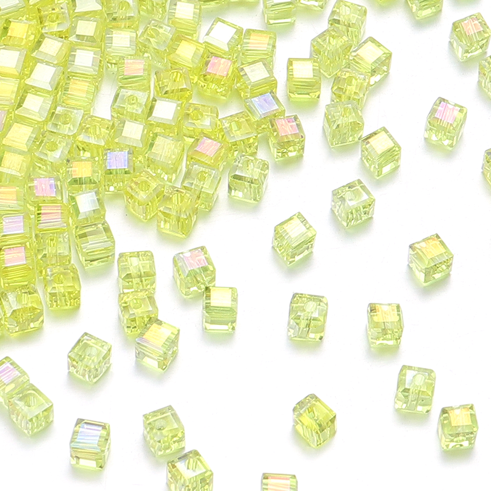 50 stk./parti firkantede facetslebne glaskrystalperler til smykkefremstilling løse glasperler gør-det-selv armbånd spacer kube perlet: Orange / 4mm