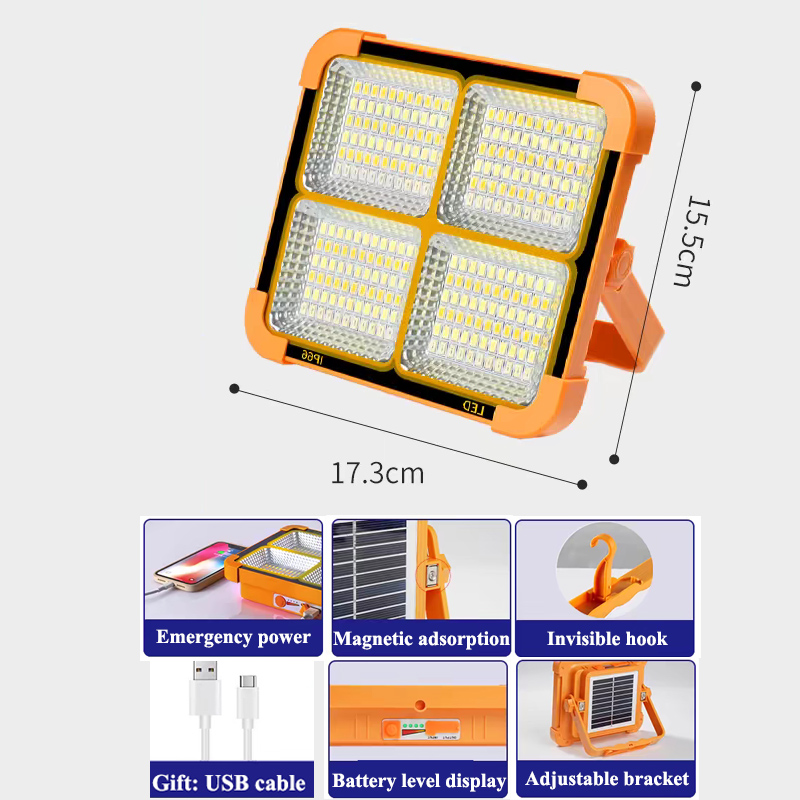 Luz Solar portátil para exteriores, lámpara LED de emergencia recargable con puerto USB, linterna de luz Solar, luces de Camping para viajes y caminatas en Parkside: Luna Azul