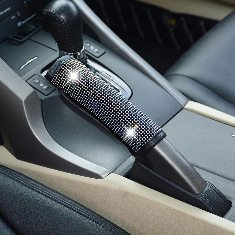 Cubierta de freno de mano de coche, protector de empuñaduras de freno de mano de estilo ostentoso, accesorios de decoración Interior de automóvil, cubiertas de relleno de cristal 1