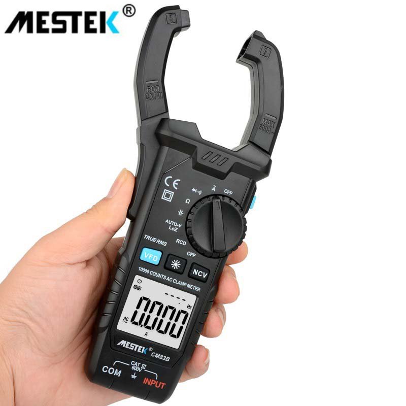 MESTEK CM83B Digital Clamp Meter 600A AC Current AC/DC Voltage Ohm True RMS Auto Range VFD Capacitance NCV Tester Ammeter