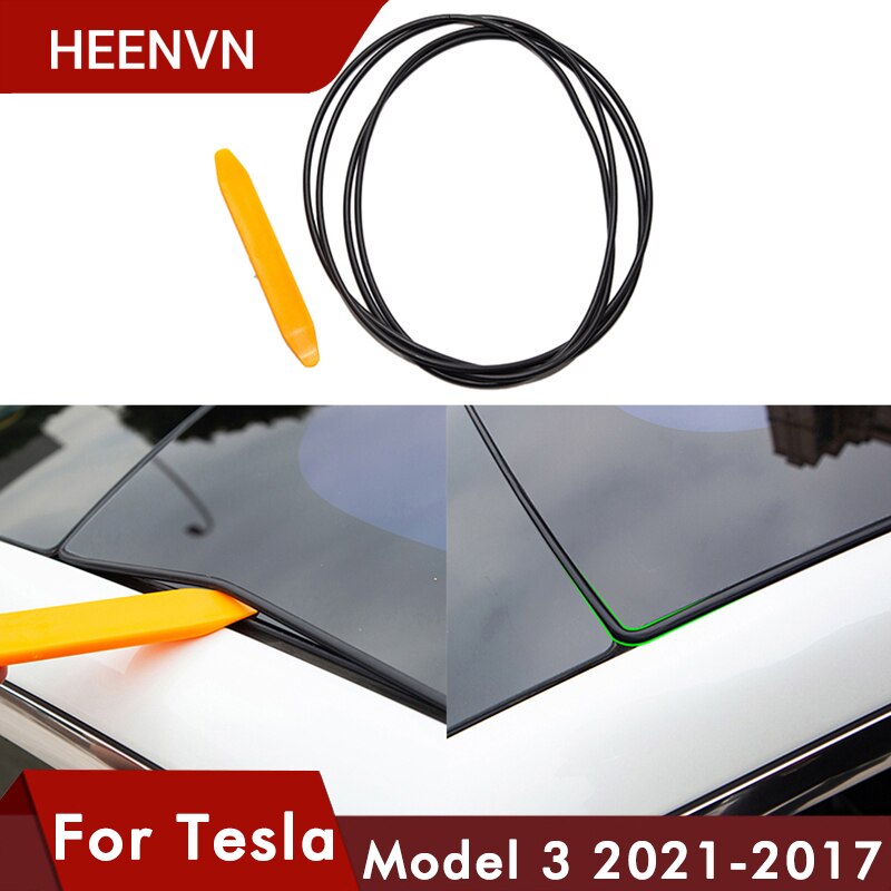 Heenvn Model3 Auto Wind Ruisonderdrukking Kit Rustig Seal Kit Voor Tesla Model 3 Accessoires Dakraam Glas Afdichtstrip drie