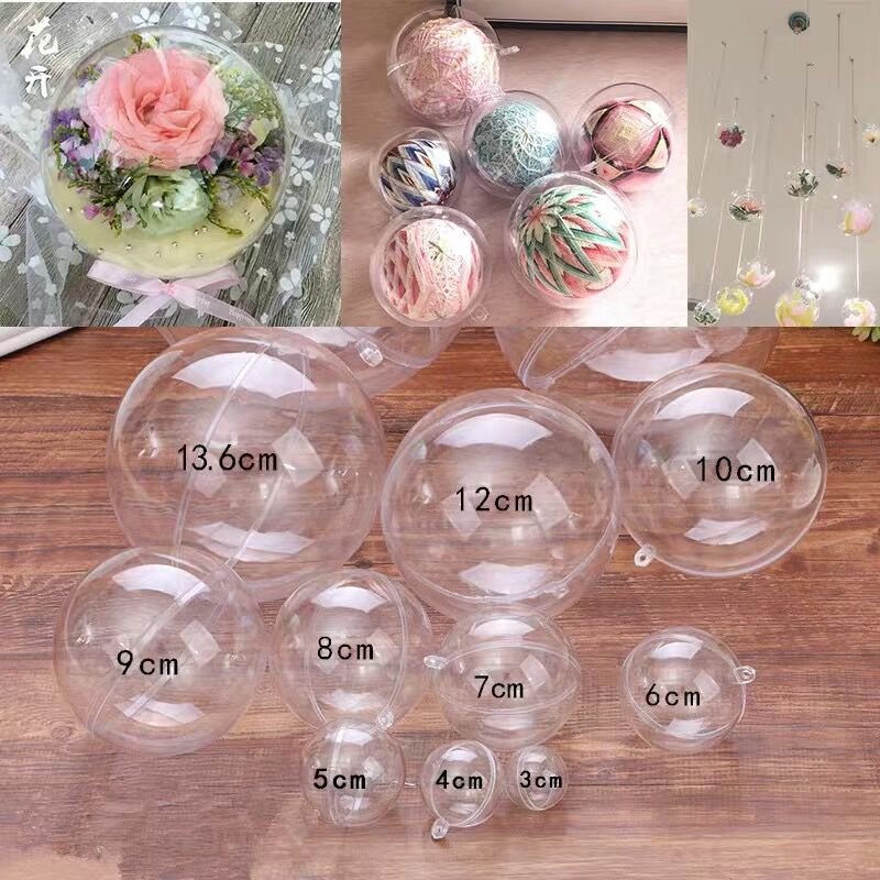 1pc 4-20cm Big Christmas Tress Decorations Ball Transparent Open Plastic Clear Bauble Ornament Box Year