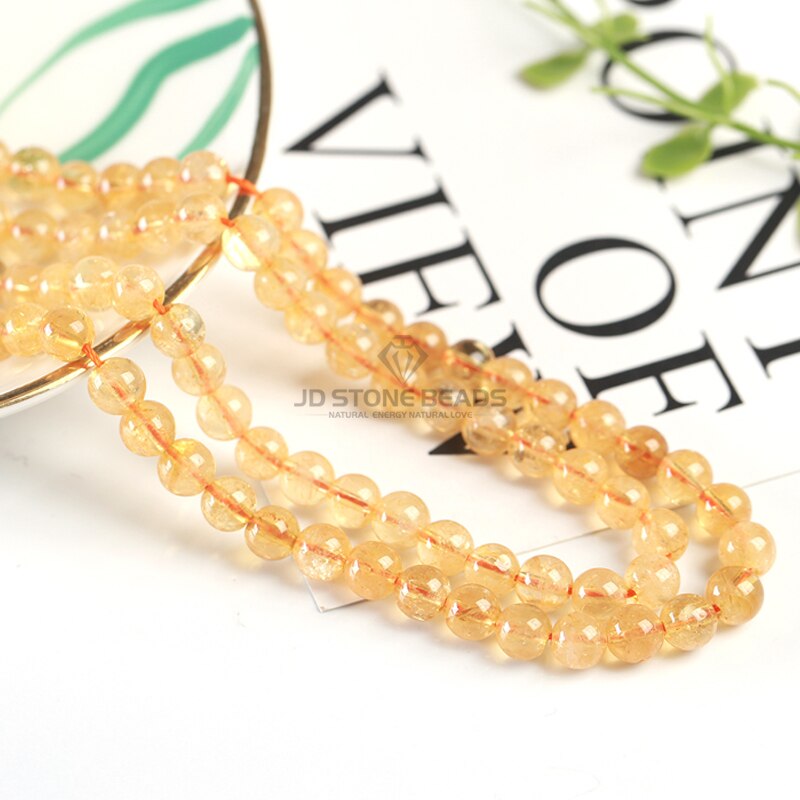 Cuentas sueltas de citrino Natural para fabricación de joyas, accesorios de bricolaje, pulsera de cristal amarillo, tamaño a elegir, 4, 6, 8, 10 y 12mm,